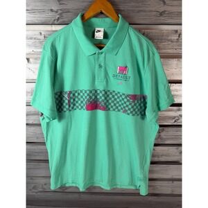 Nike Default Raquet Club Shirt Mens XL Green Short Sleeve Polo RARE